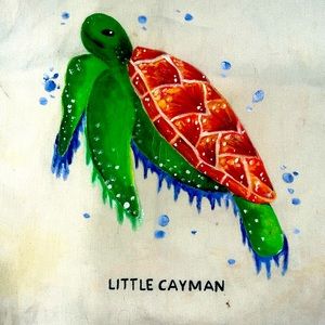 Hand-painted tote from an artist in the Cayman Islands. One of a kind.